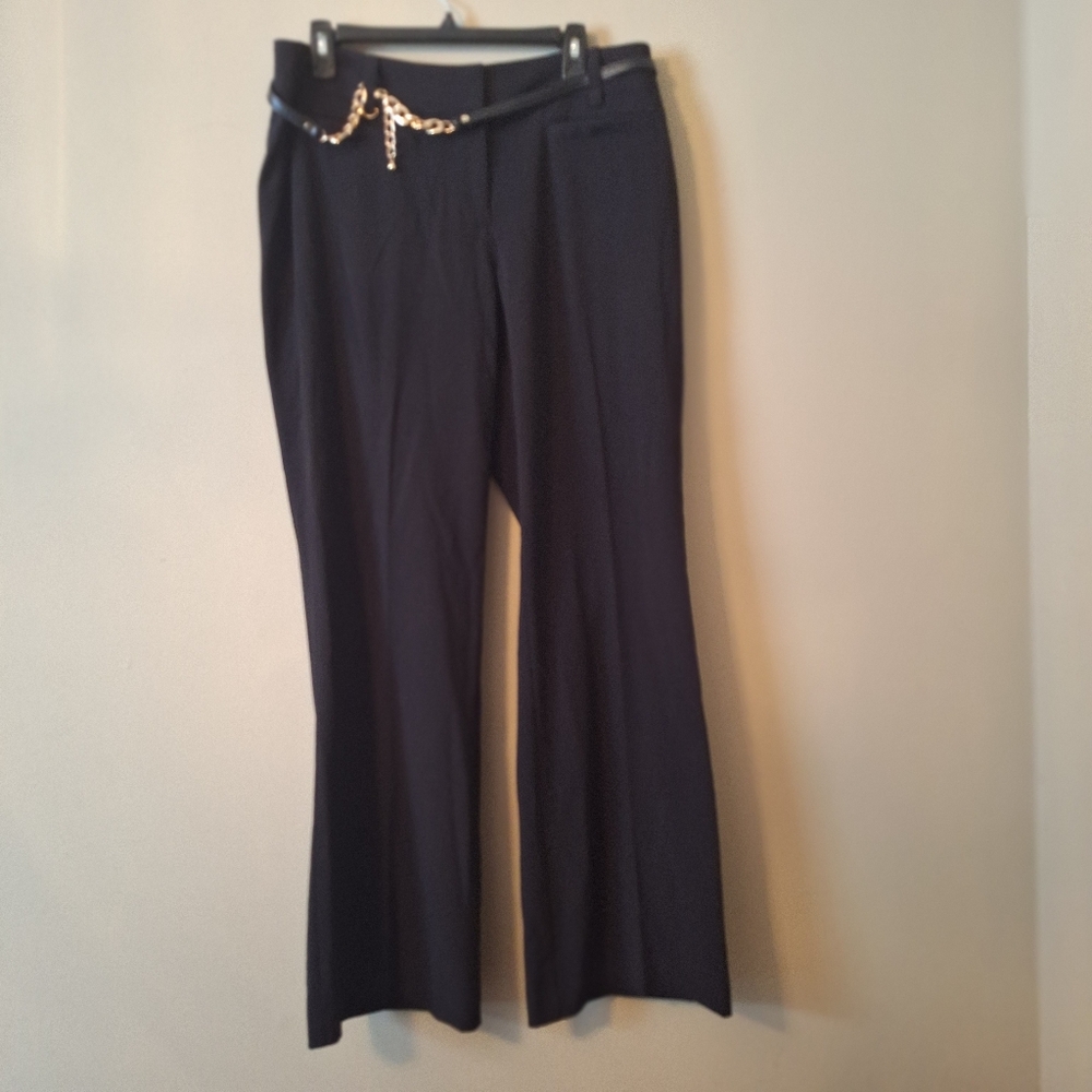 NWT Cache Elegant Black Women's Career Pants with Chain Belt sz 12